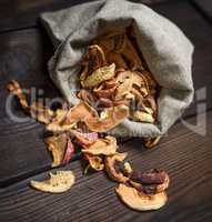 dried apple slices in a canvas bag