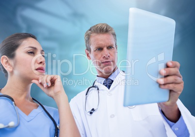 Doctor's holding tablet