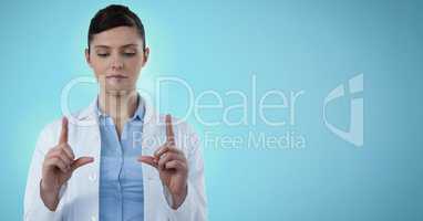 Female doctor holding tablet