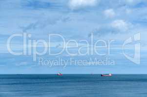 cargo ship at sea, the ship returned to port in the Baltic sea