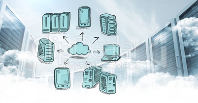 Servers network drawing doodles Servers network drawing doodles