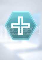medical cross interface hexagon icon