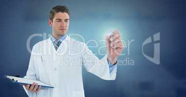 Male doctor interacting with air touch