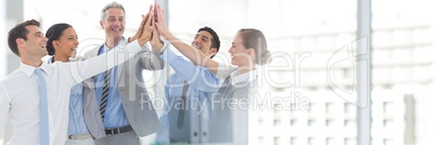 Teamwork transition with business people joining hands