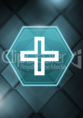 medical cross interface hexagon icon