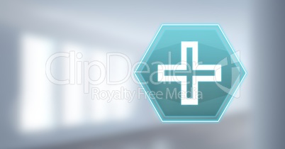 medical cross icon hexagon interface