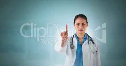 Female doctor interacting with air touch