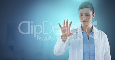 Female doctor interacting with air touch