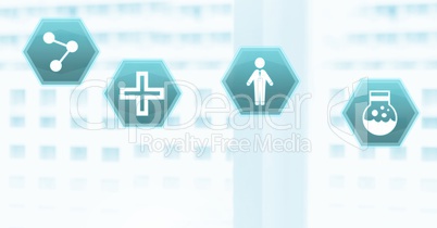 medical interface hexagon icons