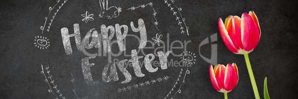 Composite image of happy easter red logo against a white background