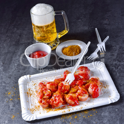 curry bockwurst with beer