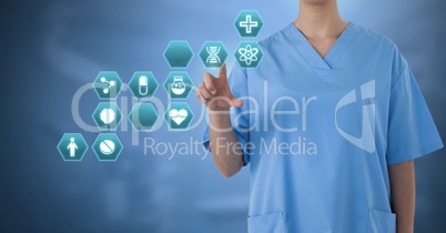 Doctor interacting with medical hexagon interface