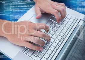 Hands typing coding text