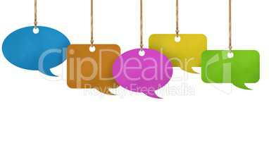 Hanging paper speech bubbles