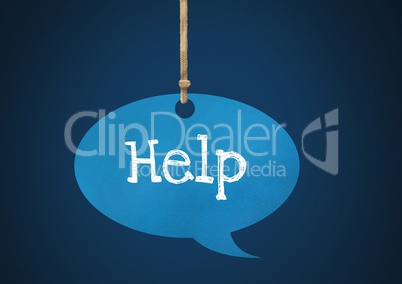 Help text on hanging paper speech bubble