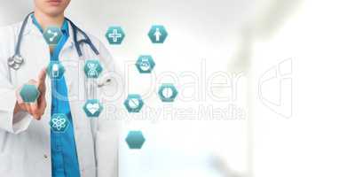Doctor interacting with medical hexagon interface