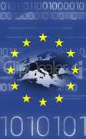 European union flag with binary codes