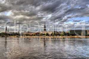 View of Riga city from the riverside