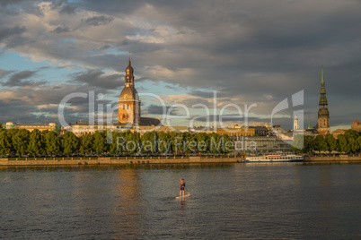 View of the old town of Riga from the river side