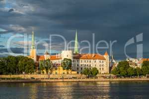 view of the Riga Castle from the riverside