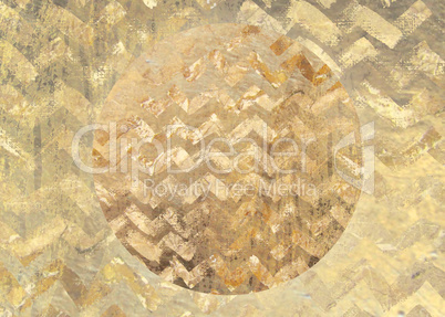 Golden pattern grungy textured circle background