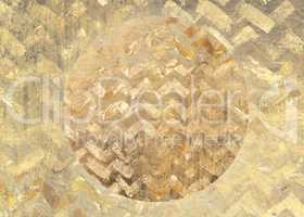 Golden pattern grungy textured circle background