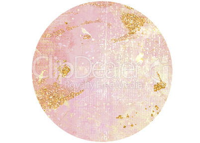 Gradient pink grungy textured circle background with glitter eff