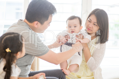 Asian family at home