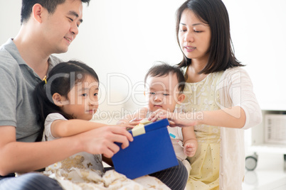 Asian Family and gift box