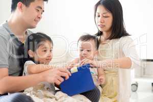 Asian Family and gift box