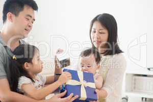 Asian Family and present box
