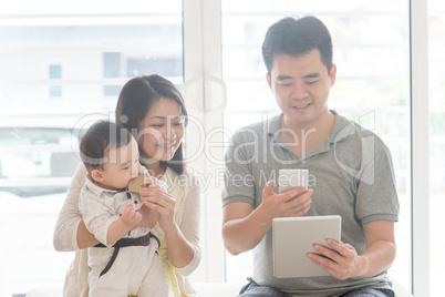 Chinese family scanning QR code