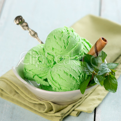 Close up mint ice cream