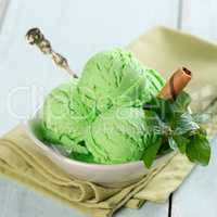 Close up mint ice cream