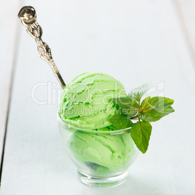 Close up pistachio ice cream