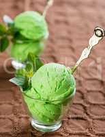 pistachio ice cream closeup