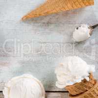 white ice cream wafer cone