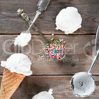 white ice cream wafer cone top view