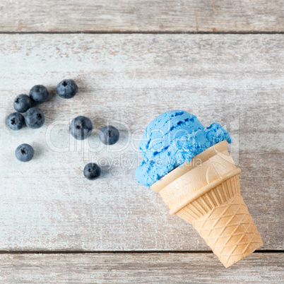 Top view blue ice cream