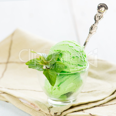 Closeup green ice cream