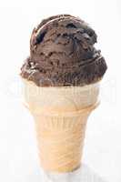 Chocolate ice cream waffle cone