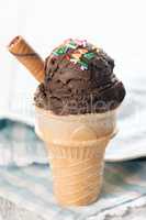 Chocolate ice cream cone