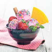 strawberry ice cream with fruits
