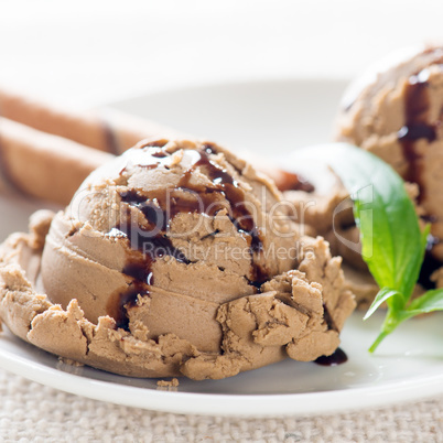 Close up brown ice cream