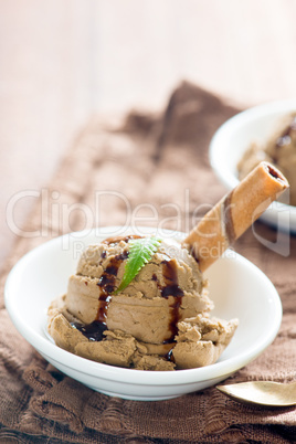 Close up cocoa ice cream