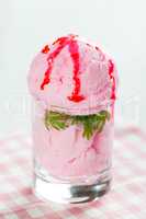 Strawberry ice cream in cup
