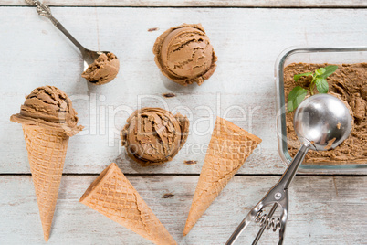 Brown ice cream top view