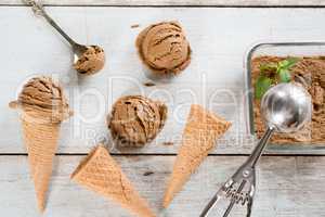 Brown ice cream top view