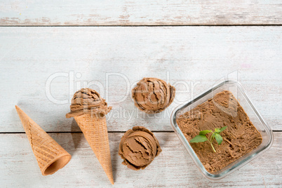 Cocoa ice cream top view