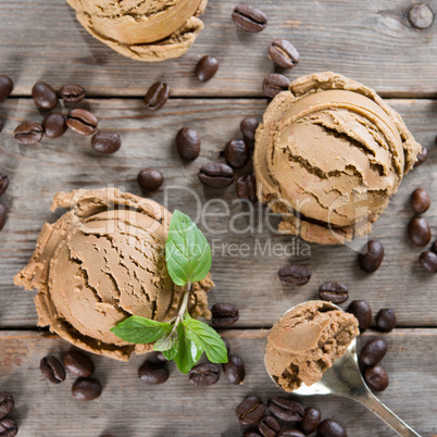Top view coffee ice cream